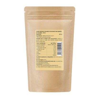 Pudră proteică solubilă bio din semințe de in auriu, 140 g