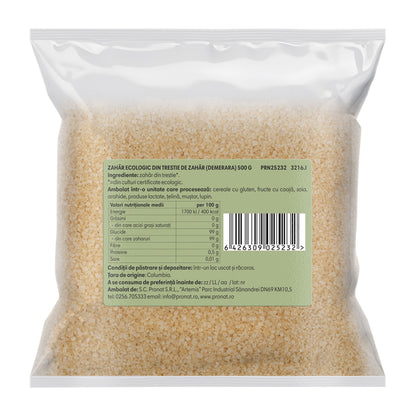 Zahăr bio din trestie Demerara, 500g Pronat