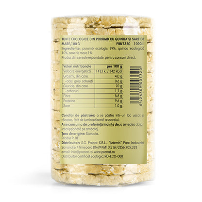 Turte bio din porumb cu quinoa si sare de mare, 100g Pronat