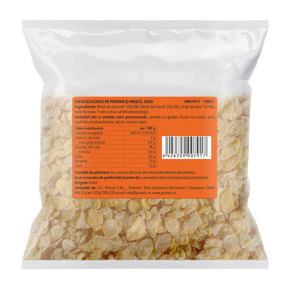 Fulgi bio de porumb si hrisca, 200g Pronat