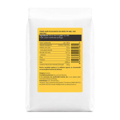 Faina alba de grau bio tip 480, 1kg Pronat