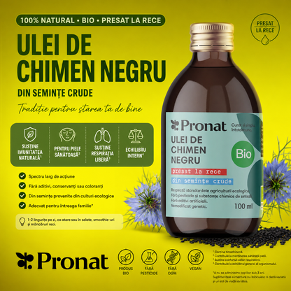 Ulei bio de chimen negru presat la rece, 100ml Pronat