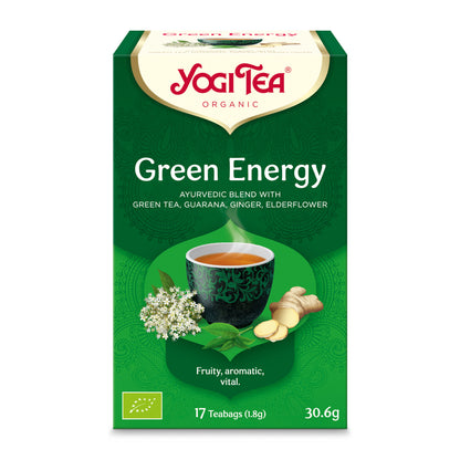 Pachet 1x Ceai Bio Energie Verde, 17 pliculețe x 1,8g (30,6g) + 1x Ceai Bio Matcha Lemon, 17 pliculețe 30.6 g Yogi Tea