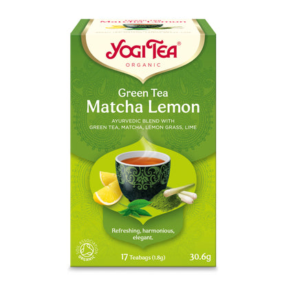 Pachet 1x Ceai Bio Energie Verde, 17 pliculețe x 1,8g (30,6g) + 1x Ceai Bio Matcha Lemon, 17 pliculețe 30.6 g Yogi Tea