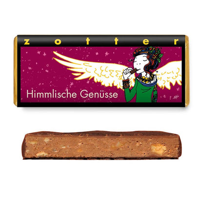 Bio + fair ciocolata amaruie Gusturi Ceresti, umpluta cu nuci, 70g Zotter