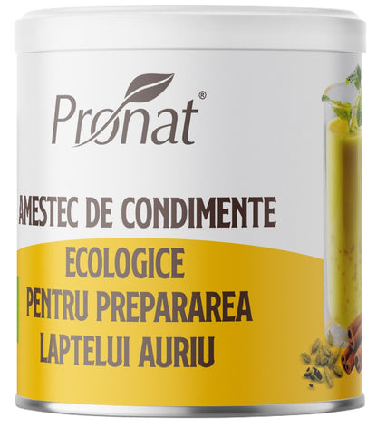 Amestec de Condimente bio pentru prepararea Laptelui Auriu, 100g Pronat