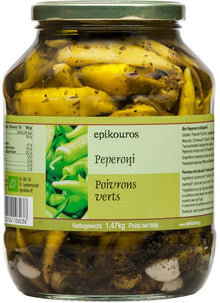 Ardei bio in ulei cu mirodenii, 1.47kg Epikouros