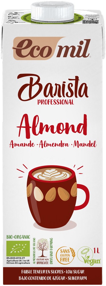Barista, bautura bio vegetala de migdale, pentru cafea, 1L Ecomil x 6 buc