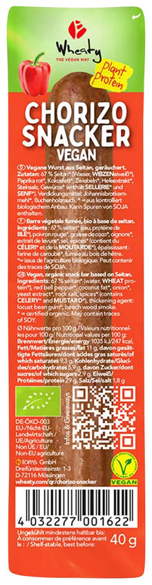 Baton bio din Seitan chorizo, 40g Wheaty