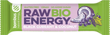 Baton energizant bio, Raw Energy, cu coacaze negre si nuca de cocos 50g Bombus