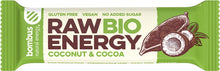 Baton energizant bio, Raw Energy, cu nuca de cocos si cacao 50g Bombus