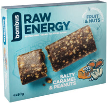 Baton energizant Raw Energy cu caramel sarat si arahide, 4x50g Bombus