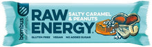Baton energizant Raw Energy cu caramel sarat si arahide, 50g Bombus