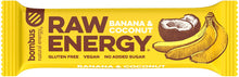 Baton proteic Raw Energy cu banane si nuca de cocos, 50g Bombus