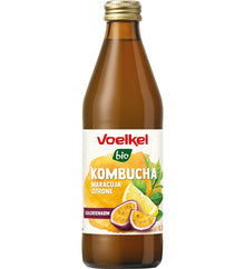 Bautura bio de kombucha cu maracuja si lamaie, 330ml Voelkel