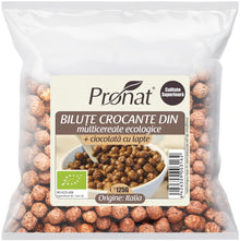 Bilute crocante din multicereale bio + ciocolata cu lapte, 125g Pronat