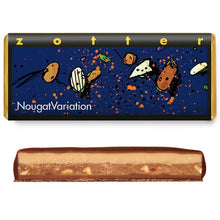 Bio & Fair ciocolata neagra cu lapte 60% cacao umpluta cu nuga de migdale si alune de padure, 70g Zotter