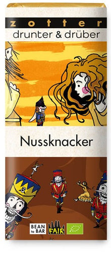 Bio & Fair Nussknacker baton de caramel cu unt de cacao și nuga de arahide cu bucăți de arahide, 70g Zotter