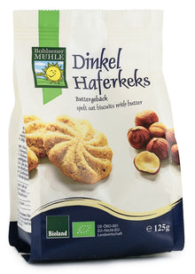 Biscuiti bio din faina de grau spelta, cu ovaz si unt, 125g Bohlsener Muhle