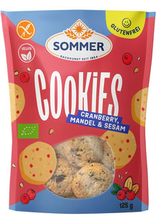 Biscuiti bio fara gluten cu merisor, migdale, susan si chia, 125g Sommer