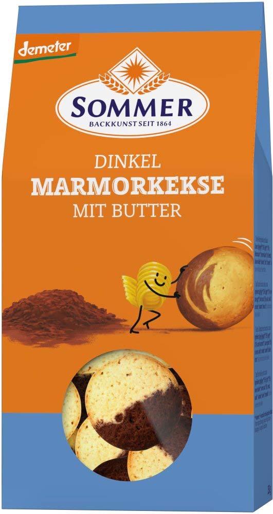 Biscuiti marmorati bio si demeter din faina de grau spelta, cu unt, 150g Sommer