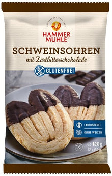 Biscuiti striati tip potcoava, fara gluten, cu glazura de ciocolata neagra, 120g Hammer Muhle