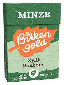 Bomboane masticabile cu xylitol și menta 30g Birkengold