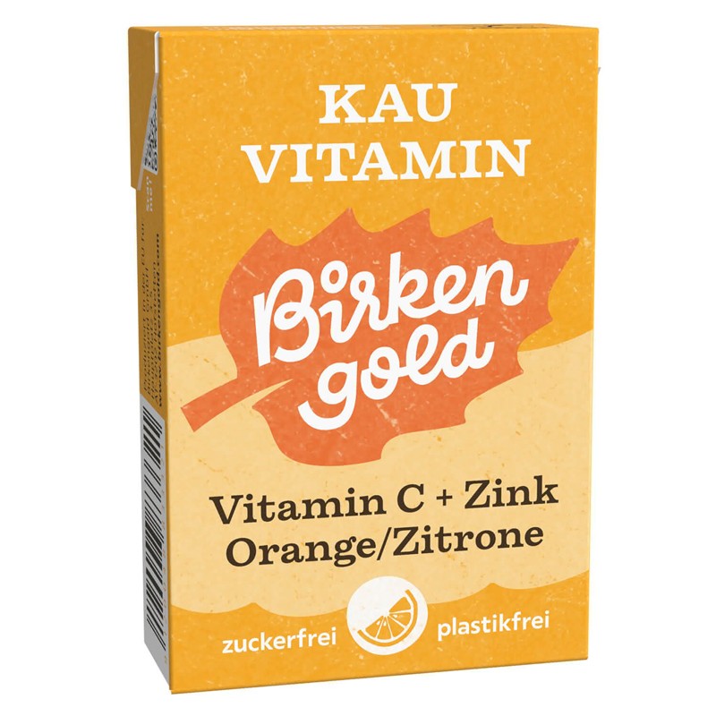 Bomboane masticabile cu xylitol, vitamina C si zinc 28g Birkengold