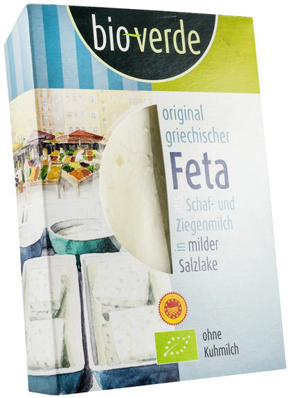 Branza feta bio originala in stil grecesc, din lapte de oaie si capra, in saramura putin sarata, 200g Bioverde
