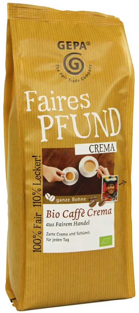 Cafea bio boabe crema, 500g Gepa