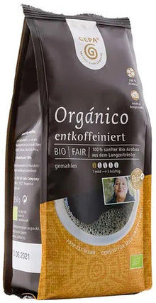 Cafea bio si fairtrade macinata Organico, decofeinizata, 250g Gepa