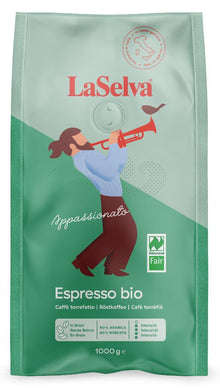 Cafea espresso Appassionato boabe bio & fairtrade, 1000 g Laselva 60% Arabica – 40% Robusta