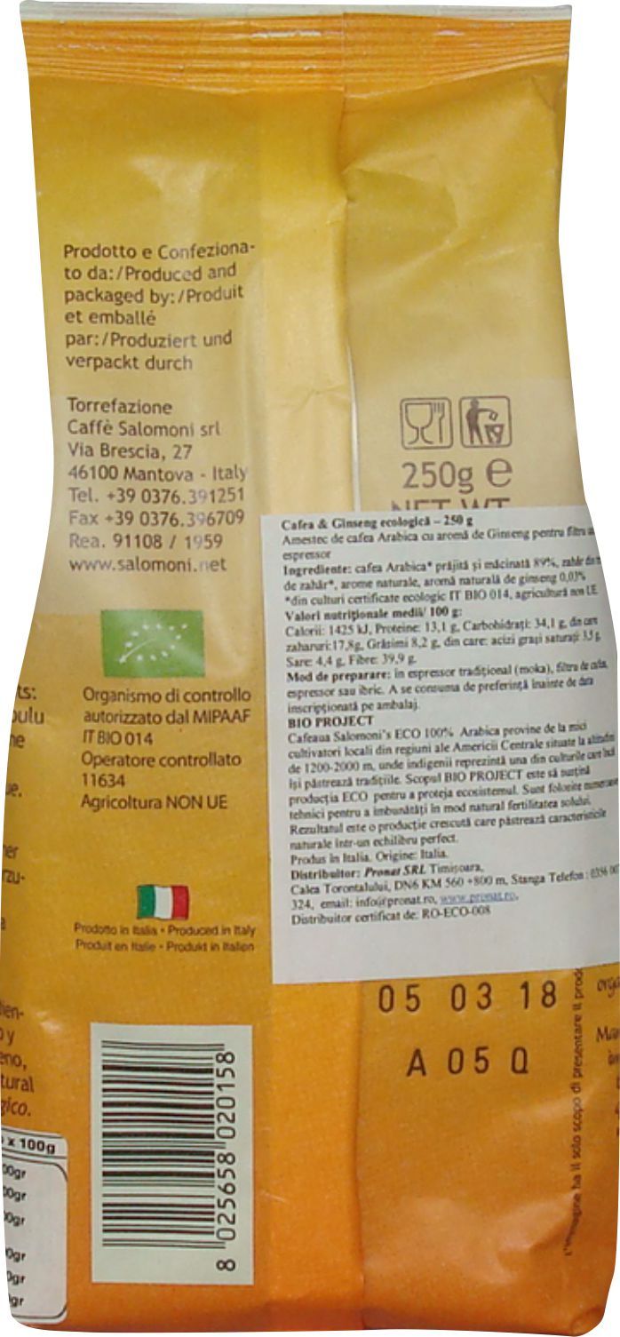 Cafea si ginseng bio 250g Salomoni Cafe