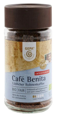 Cafea solubila Benita decofeinizata bio si fairtrade, 100g Gepa