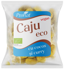 Caju bio condimentat cu aroma de curry si nuca de cocos 50g Pronat