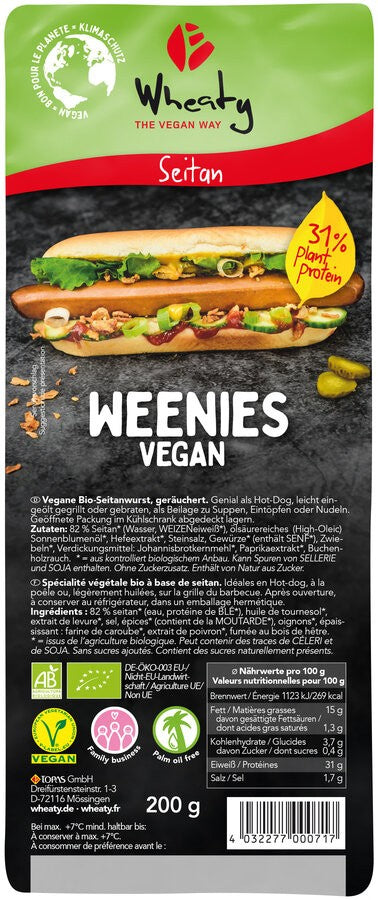 Carnati bio vegani, Weenies, 200g Wheaty
