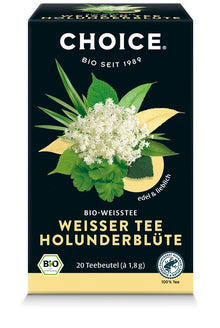 Ceai alb bio cu flori de soc, 20 pliculete a 1.8g / 36.0g Choice®