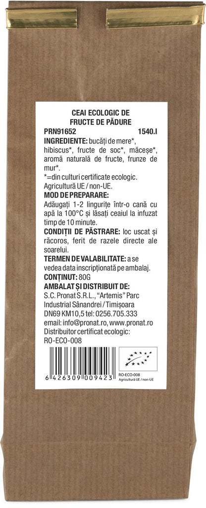 Ceai bio de fructe de padure 80g Pronat