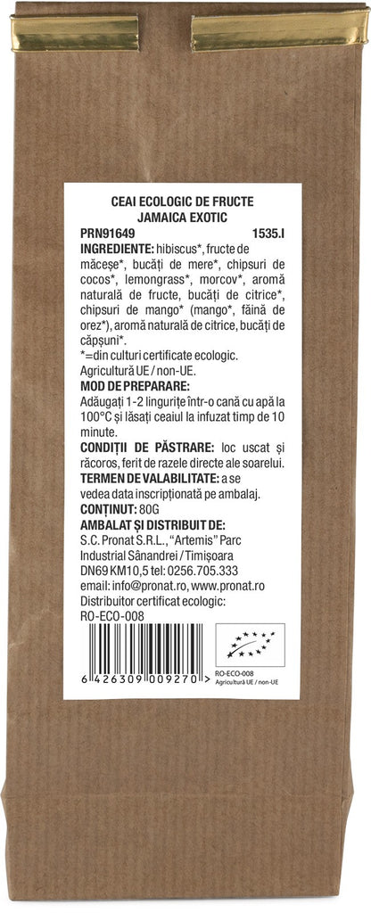 Ceai bio de fructe Jamaica Exotic 80g Pronat