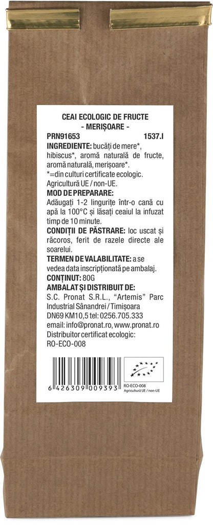 Ceai bio de fructe merisoare 80g Pronat