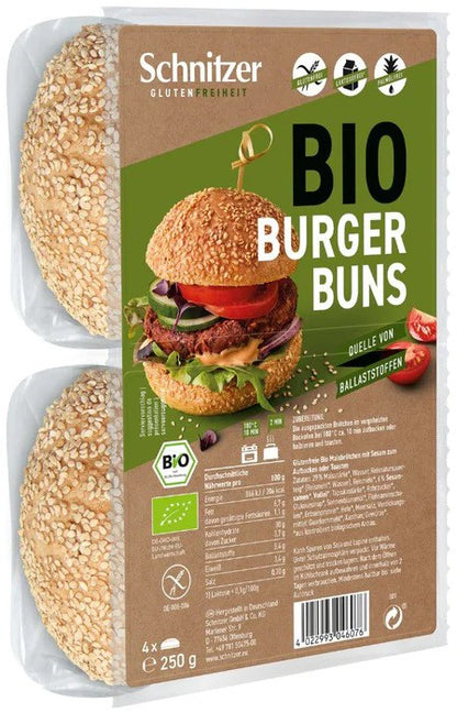Chifle bio cu susan pentru hamburger, fara gluten, 250g (4 buc) Schnitzer