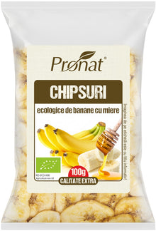 Chipsuri bio de banane cu miere, 100g Pronat