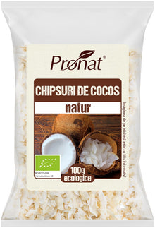 Chipsuri bio din nuca de cocos, natur, 100g Pronat