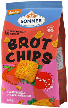 Chipsuri bio si demeter de paine cu paprika picant, 100g Sommer