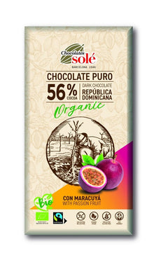 Ciocolata bio 56% cacao cu maracuja, 100g Chocolates Sole