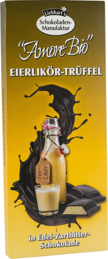 Ciocolata bio amaruie fina cu lichior de oua si trufe, 100g Liebhart's Amore Bio