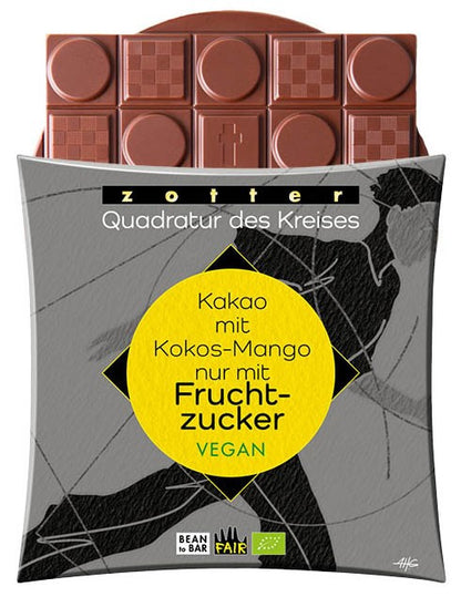 Ciocolata bio vegana cu cocos si mango indulcita cu fructe, 70g Zotter