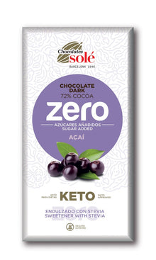 Ciocolata neagra 72% cacao cu acai, indulcita cu stevie, 100g Chocolates Sole