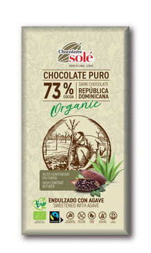 Ciocolata neagra bio cu sirop de agave, 73% cacao, 100g Chocolates Sole