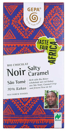 Ciocolata neagra bio si fairtrade cu caramel sarat, 80g Gepa